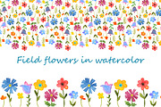 Field flowers in watercolor, a Pattern Graphic by Julycolor (Thumbnail 1 of 4)