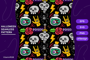 Halloween doodle seamless pattern