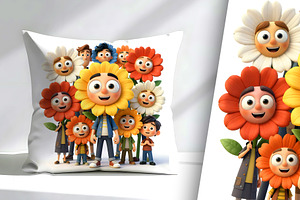 Flowers and Friends, a Person Illustration by Sharon Schwalbe