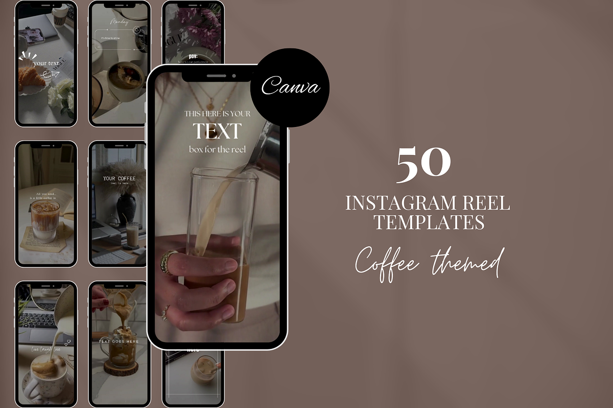 50 Coffee Instagram Reel Templates, a Social Media Template by SociallyyCreative (Photo 1 of 10)