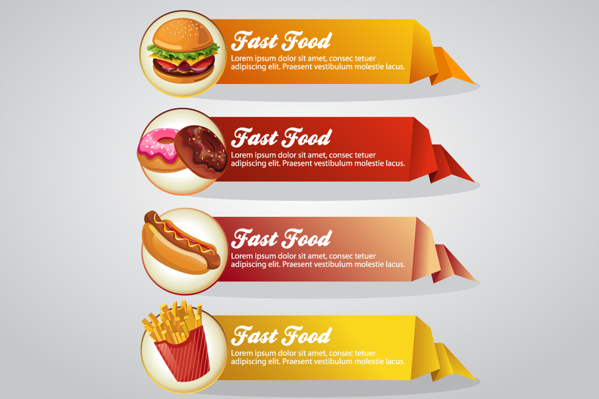 4 Fast Food Origami Banner, an Icon by Propylparaben