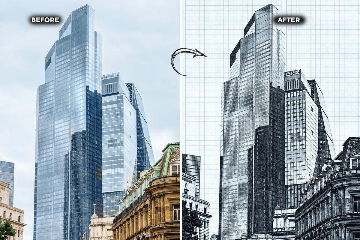 ARCHITECTURAL SKETCH FX — Ps Action, an Action Add-On by Studio Retouch (Photo 9 of 12)