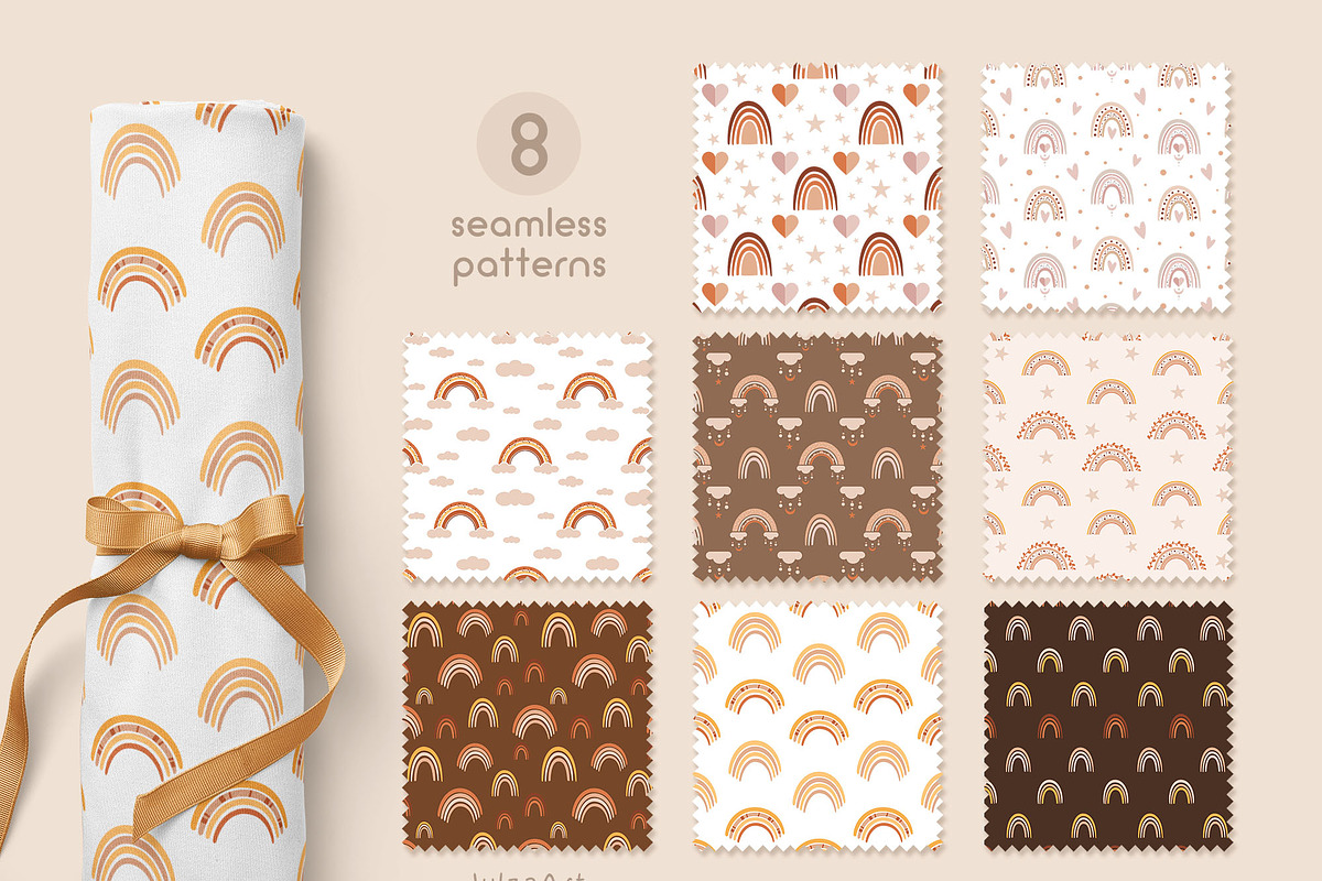 Rainbow clipart & patterns, an Object Illustration by JulzaArt (Photo 6 of 9)