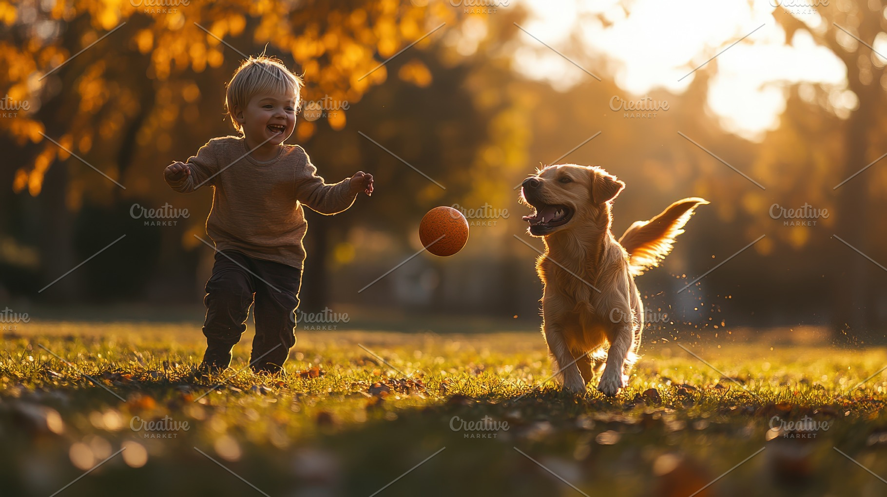 Joyful playtime: A young child and a, an Animal Photo by Pixeness Studio
