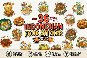 36 Indonesian Food Sticker Bundle 2, a Food Illustration by ikarifq shop