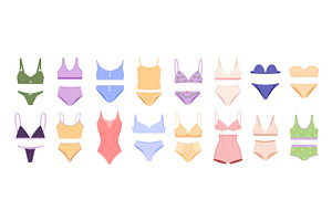 women's lingerie big set. bikini, an Object Illustration by Multigon
