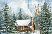 Rustic Christmas Cabin, a Background Graphic by Printable Treasure (Thumbnail 6 of 7)