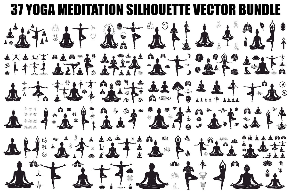 Yoga Meditation Silhouette Vector Bu, an Illustration by Artivon (Photo 1 of 40)