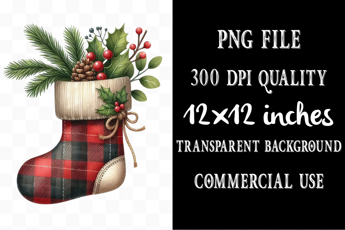Watercolor Buffalo Plaid Christmas, an Illustration by Designking (Photo 4 of 5)