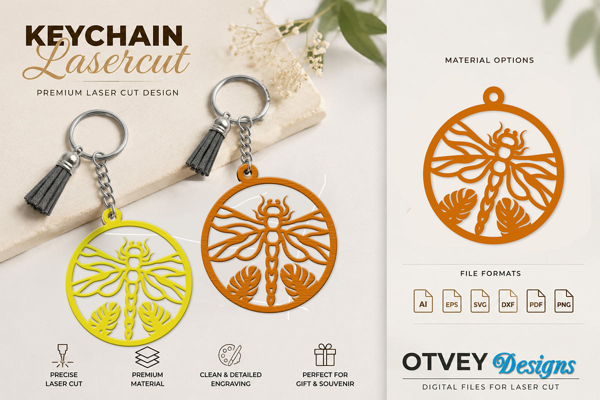 Dragon fly Keychain Lasercut, an Object Graphic by OTVEY DESIGN (Photo 3 of 13)