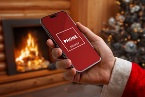 iPhone Santa Fireplace Mockup, an iPhone Mockup by RSplaneta