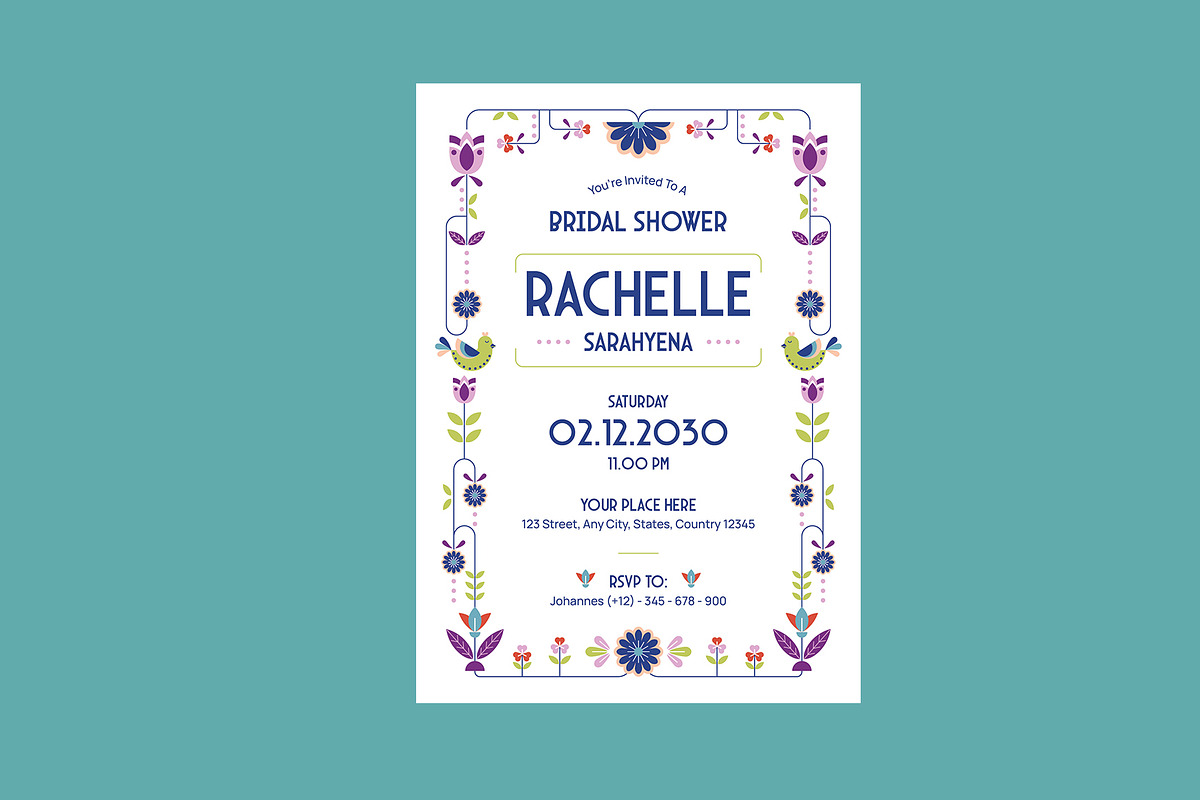 Floral Bridal Shower Invitation, an Invitation Template by Neermana (Photo 3 of 4)