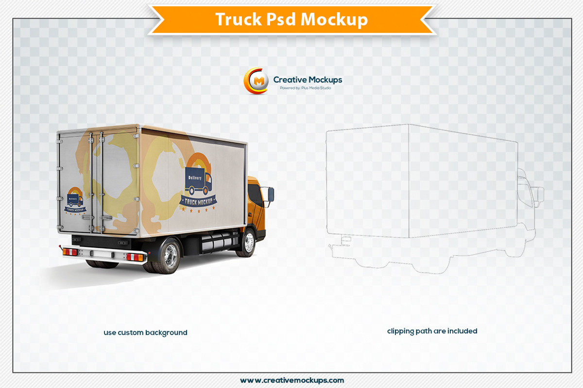 Delivery Truck Mockup PSD View, an Advertising Mockup by Plus Media (Photo 3 of 3)
