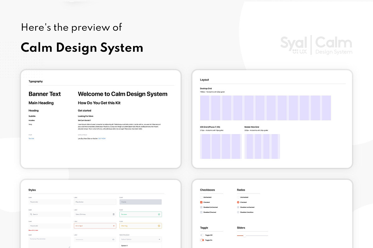 Calm Design System – Freebie, a Wireframe Template by SyalUIUX (Photo 3 of 4)