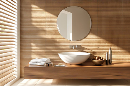New bathroom with modern sink and mirror, a Beauty & Fashion Photo by AlyaAnd