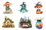 Cozy Magic Fairy Forest Witch Clipar, an Illustration by CreationArt (Thumbnail 2 of 5)
