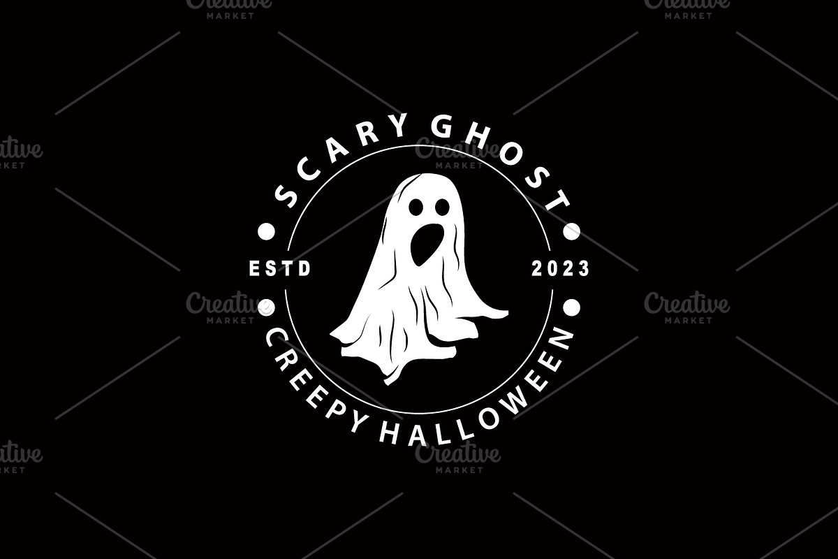 Spooky Ghost Logo Simple Halloween, a Branding & Logo Template by Maylianaw28