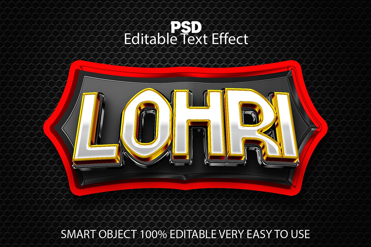 3D Lohri festival golden metallic, a Layer Style Add-On by Design Fly