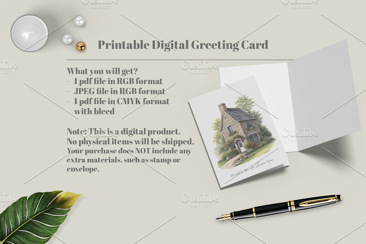 Printable Digital Greeting Card, a Card Template by Oshin Design