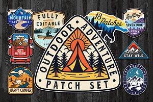 Outdoor Adventure Patch Set, a Poster Template by Michael_Hinkle