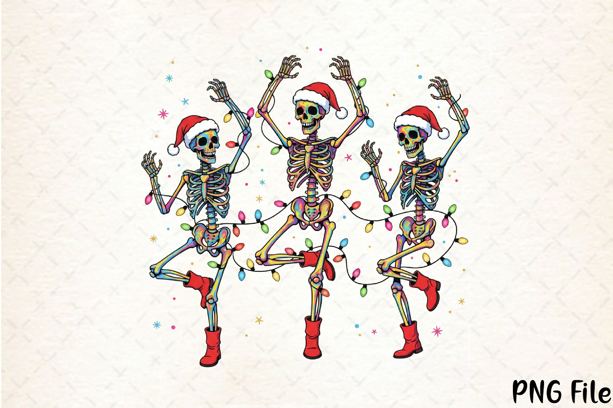 Christmas Dancing Skeleton Png, a Seasonal Illustration by YA Design (Photo 1 of 4)