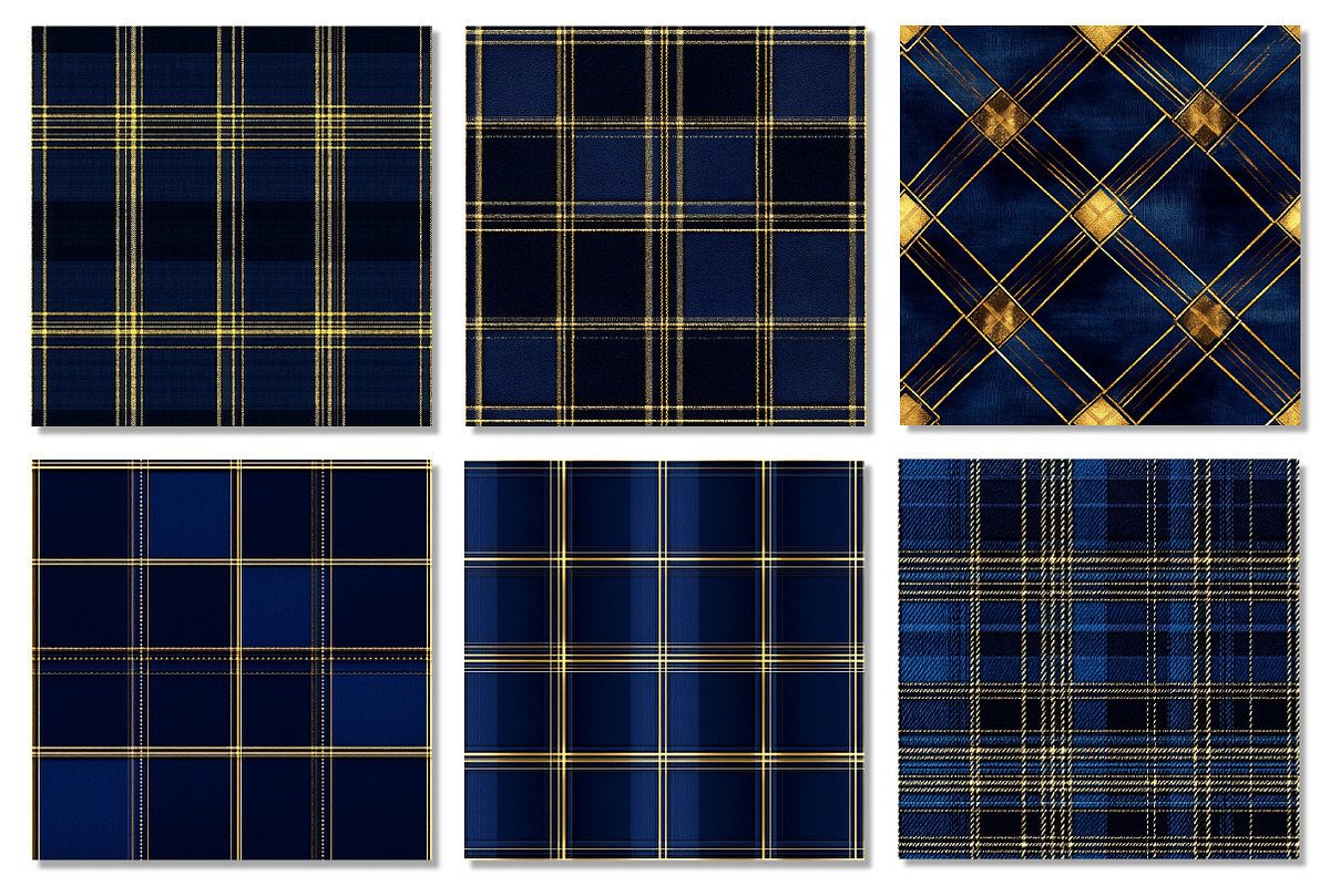 Royal Blue Gold Holiday Tartan Paper, a Texture Graphic by Dream Creation (Photo 4 of 5)