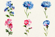 Pastel Garden Watercolor Flowers, an Illustration by DreamCafeArt (Thumbnail 2 of 6)