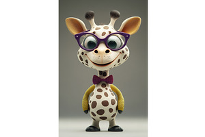 Adorable Cartoon Giraffe With