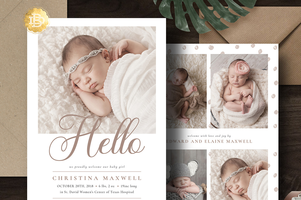 Birth Announcement Template BA002, an Invitation Template by Bellenity Design (Photo 1 of 3)