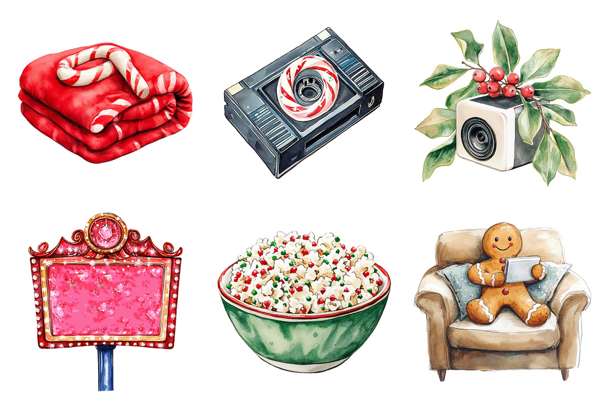 Christmas Movie Night Clipart Bundle, an Illustration by Daily.Designs (Photo 3 of 5)