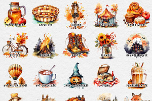 Watercolor Autumn Festival Clipart