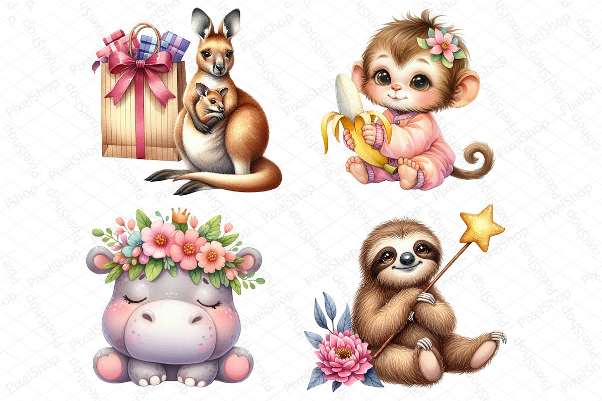 Watercolor Cute Zoo Clipart, an Illustration by DreamPrint404 (Photo 5 of 5)
