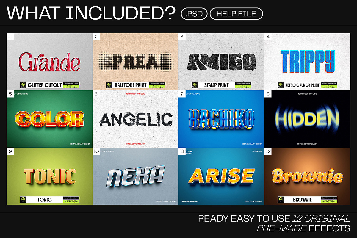 12 Text Effect Templates, a Layer Style Add-On by iDoodle Studio (Photo 2 of 6)