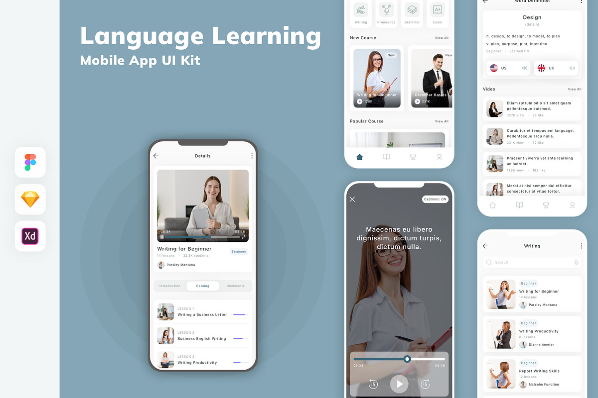 Language Learning Mobile App UI Kit, an UI Kit Template by uicube