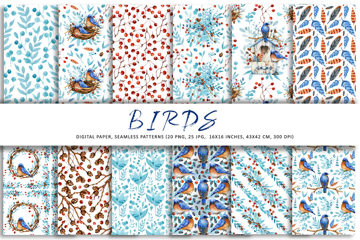 Christmas winter birds watercolor, a Wallpaper Graphic by Artmanata (Photo 9 of 16)