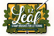 12 Leaf Procreate Stamp Brushes, a Brush Add-On by Riveros Illustration (Thumbnail 1 of 11)