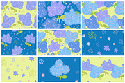 Hydrangeas floral vector pattern, a Pattern Graphic by Carpet Tapete Pretzel (Thumbnail 2 of 14)