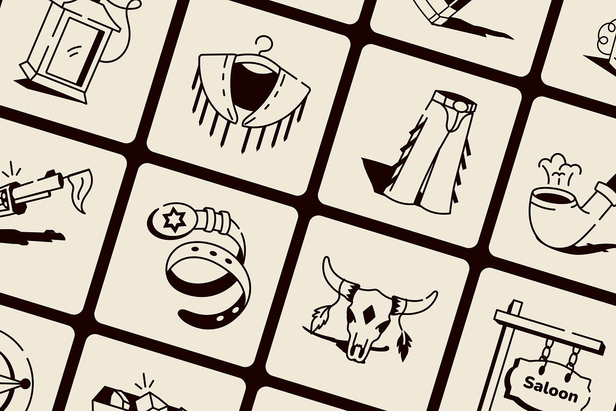 Cowboy Drawing Illustration Set, an Outline Icon by Vectors Market (Photo 6 of 8)