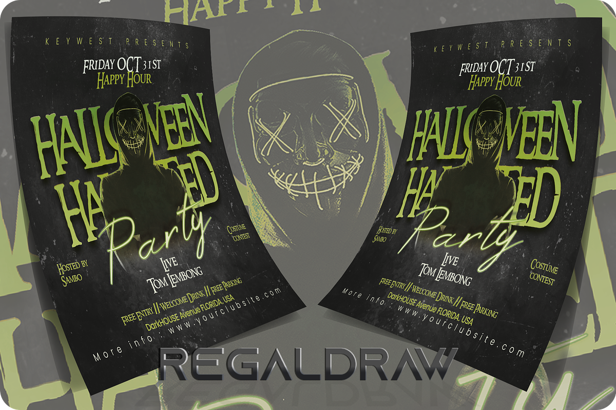Halloween Haunted Party Flyer, a Flyer Template by regalDRAW (Photo 2 of 3)