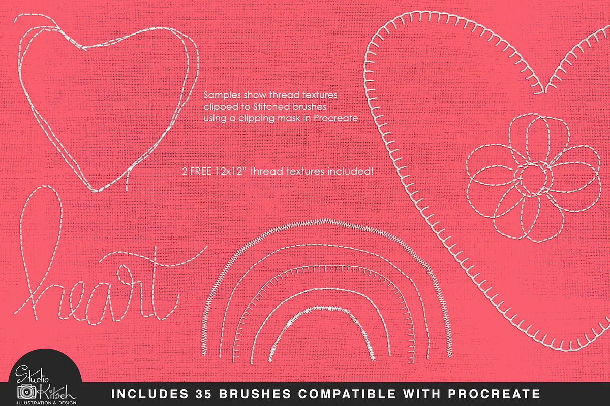 Procreate Stitched Brushes, a Brush Add-On by Studio Kitsch (Photo 3 of 5)