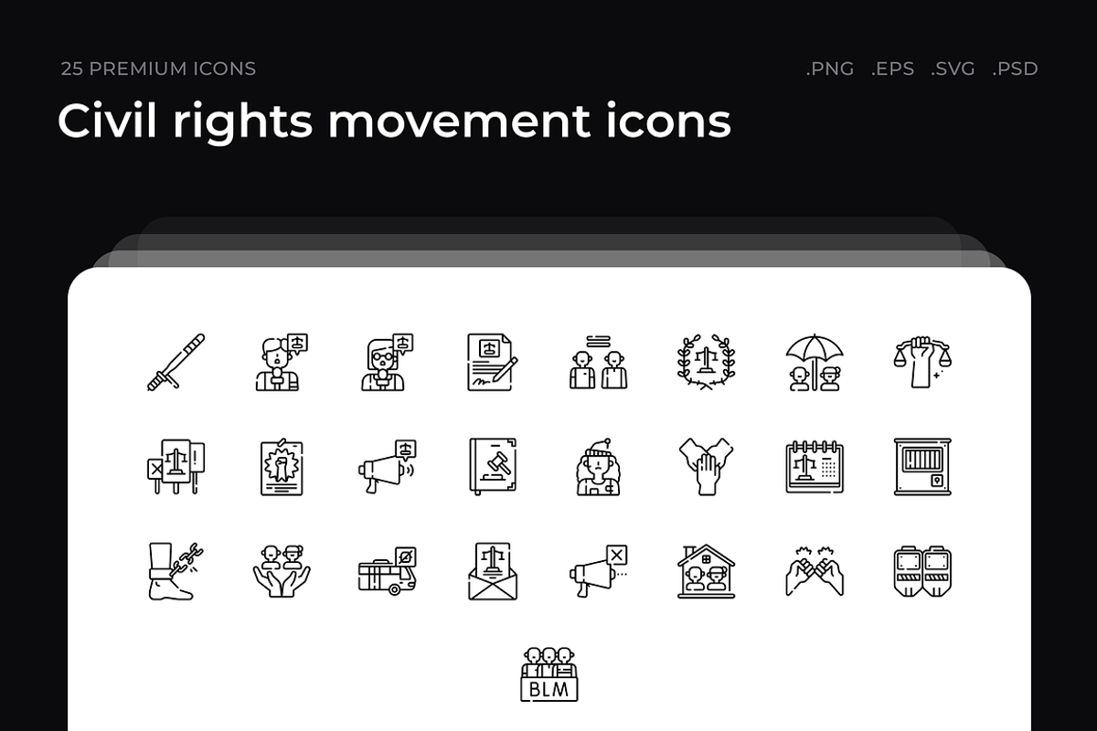 Civil rights movement icons, an Outline Icon by Wencory