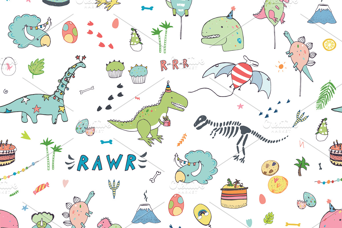 Dinosaur Party, a Pattern Graphic by GooseFrol (Photo 5 of 10)