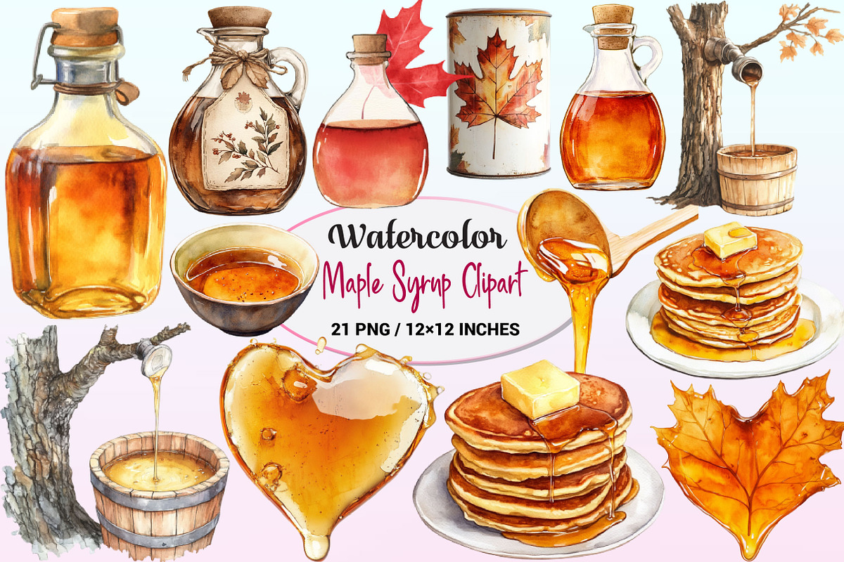 Watercolor Maple Syrup Clipart, a Graphic by CitraGraphics (Photo 1 of 4)