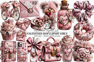 Valentine Day Clipart Girly Clipart, an Illustration by Canvas Craft