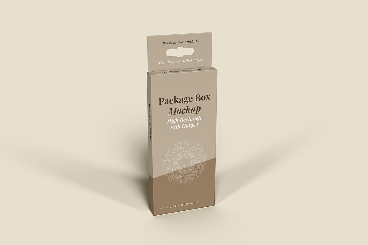 Package Box Mockup with Hanger, a Packaging Mockup by Illusiongraphic (Photo 2 of 19)