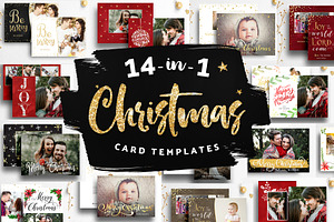 Christmas Card Psd Template Bundle