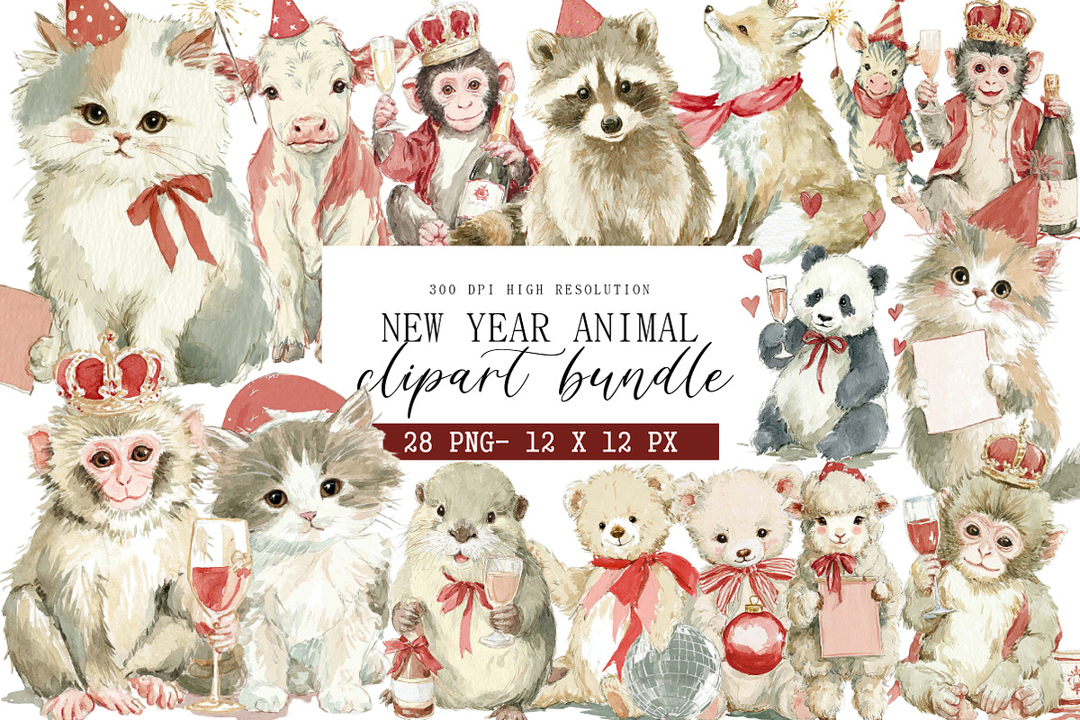 New Year Animal Clipart, an Illustration by DreamArtGraphic (Photo 1 of 4)