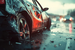 Vehicle collision aftermath on a rai, a Photo by Tanuart