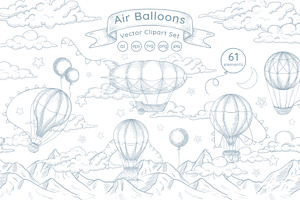 Air Balloon Vector Clipart Bundle