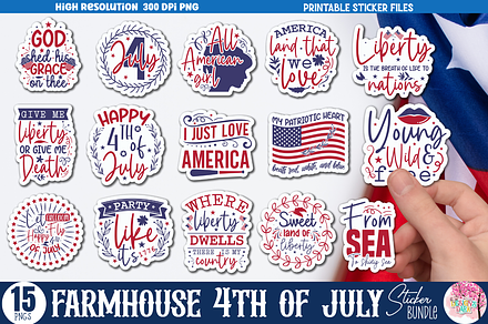 Farmhouse 4th of July Sticker Bundle